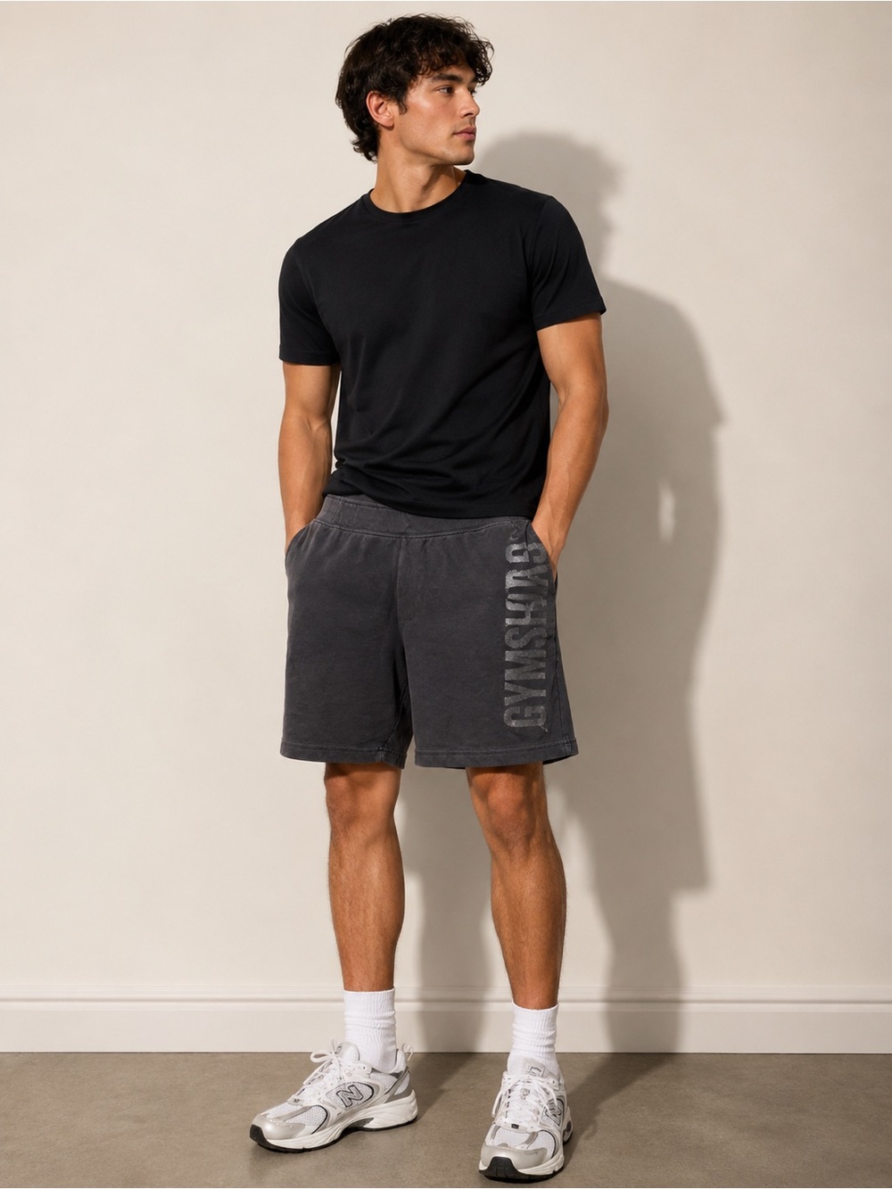 Gymshark Men’s Charcoal Logo Athletic Shorts Size Large
